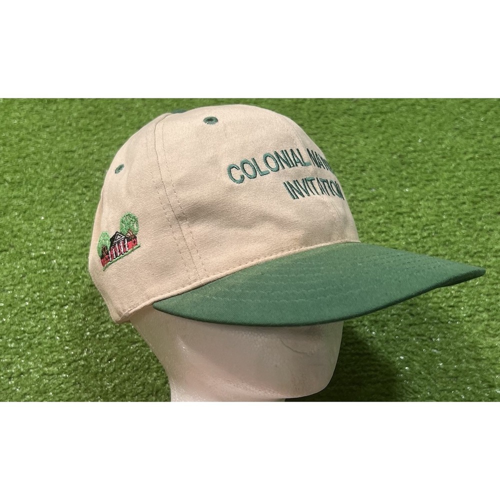 Vintage Colonial National PGA golf Hat SnapBack Grey Green Embroidered Logo 80s